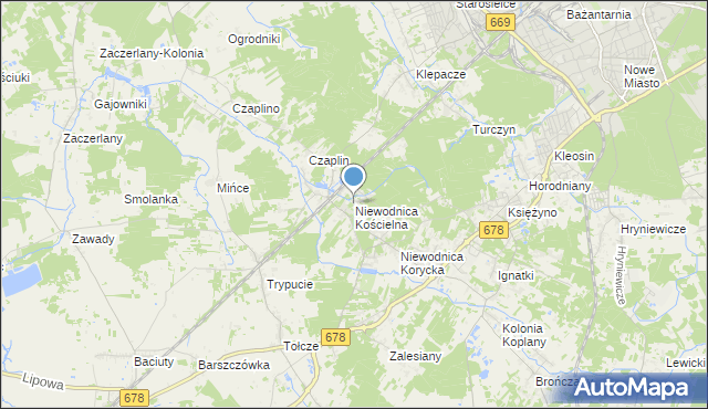 mapa Niewodnica Kościelna, Niewodnica Kościelna na mapie Targeo